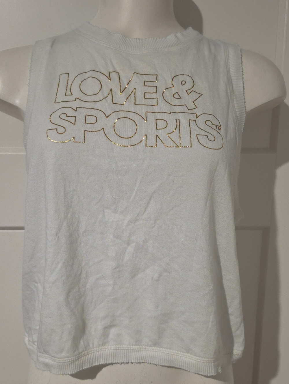 LOVE & SPORTS White Sleeveless Cropped Tank Top